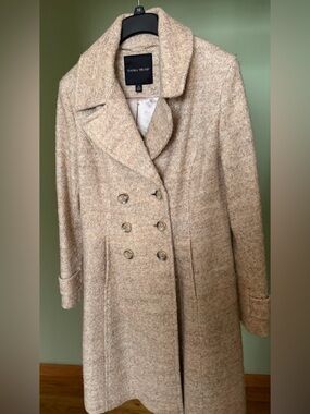 Preowned Ivanka Trump Women's Cream Beige Double-Breasted Wool Blend Coat Sz 10